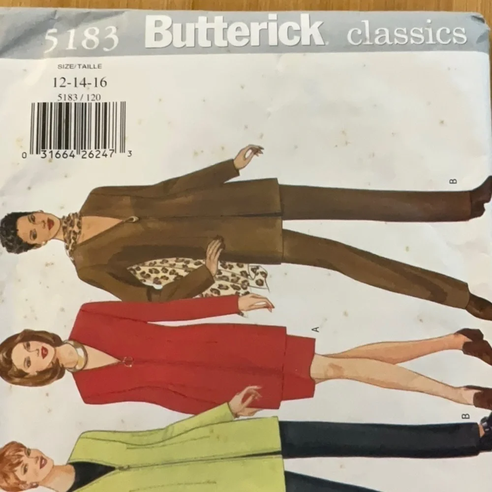 Vtg. 5183 Butterick Pattern Jacket Skirt Pants Scarf 12-14-16 Misses/Petite
